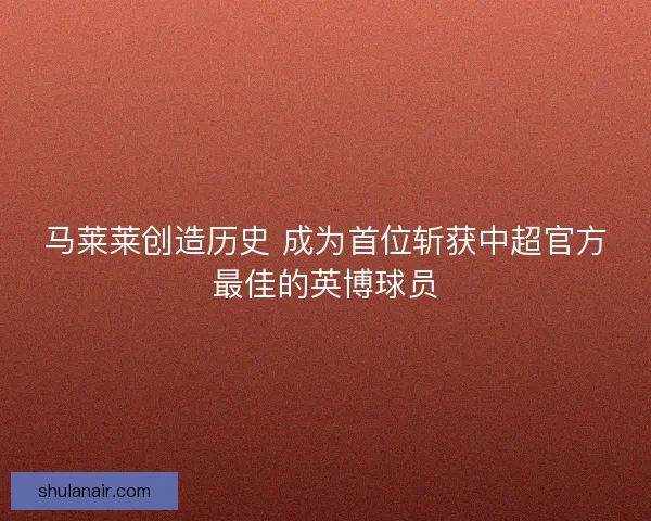 马莱莱创造历史 成为首位斩获中超官方最佳的英博球员
